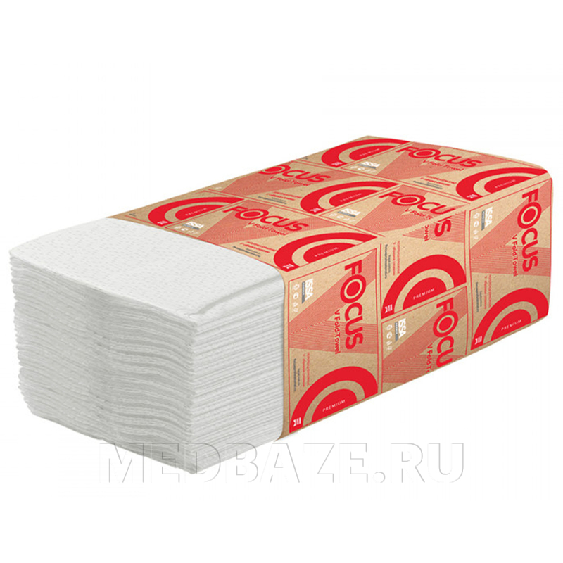 Полотенца бумажные, 2 сл., V-слож., 23*20.5 см, (5049974), Focus Premium, 200 листов/пачка
