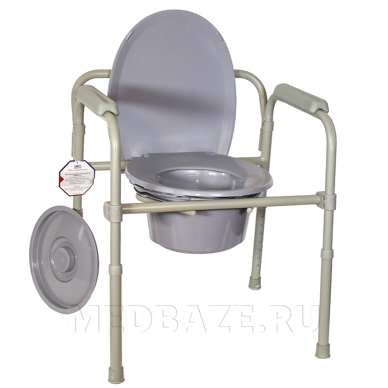 Кресло-туалет складное со спинкой, регулируемое по высоте, AMCB6806, Amrus