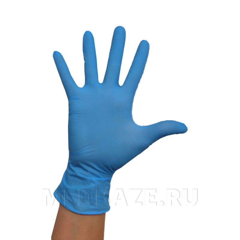 Перчатки нитриловые Medov, размер М, голубые, 100 пар/уп
