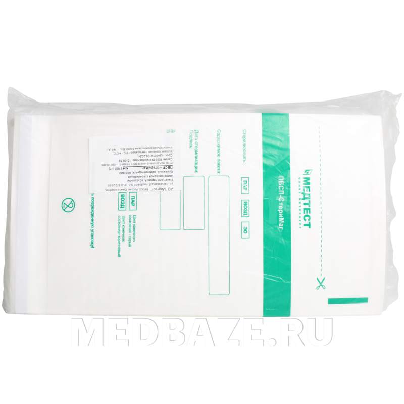 Пакет для стерилизации самоклеющийся белый 150*280 мм ПБСП, МедТест, 100 шт/уп