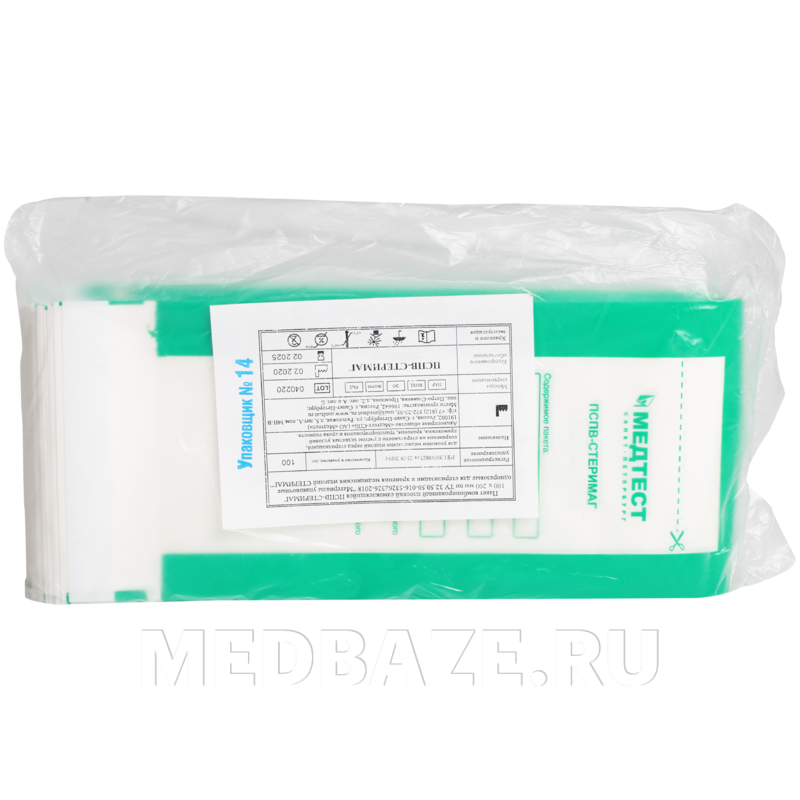 Пакет для стерилизации самоклеющийся (комби) 100*250 мм ПСПВ, МедТест , 100 шт/уп