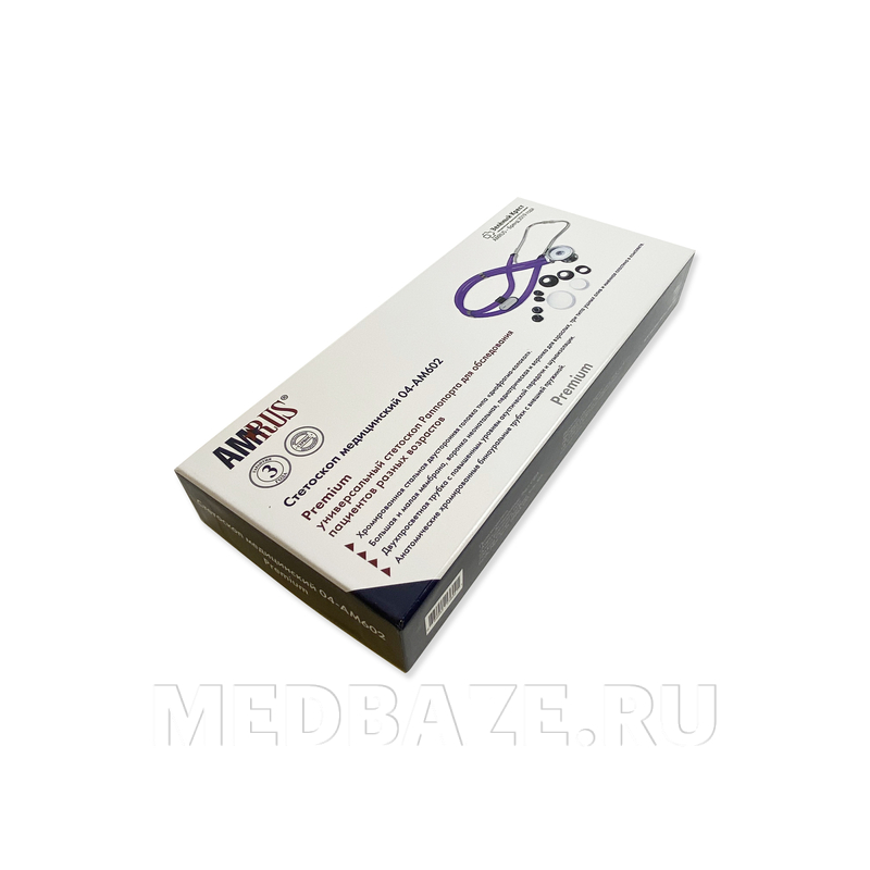Стетоскоп мед. Раппопорта, 5 вар. комплектации, 2 пары ушных олив, фиолетовый, 04-AM602 PP, Amrus