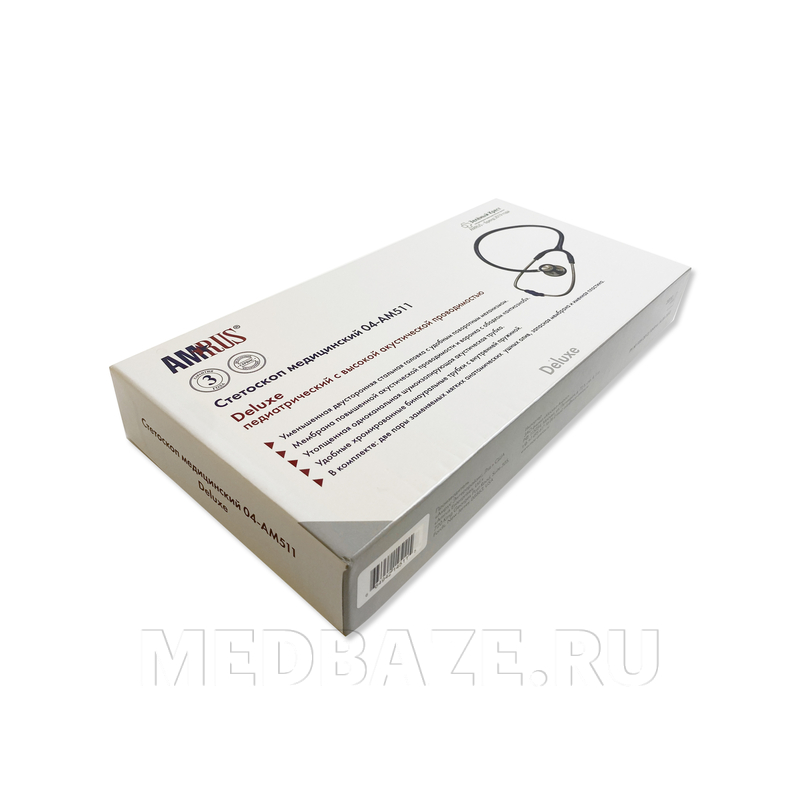 Стетоскоп мед. двухсторонний педиатрический, Deluxe, мембрана 47 мм, воронка 35 мм, зеленый, 04-AM511 GR, Amrus