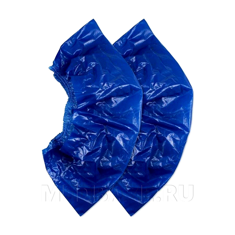 Бахилы 10 г, мегапрочные, одноразовые, с двойной резинкой, пл. 100 мкм, синий, (ЭГ-100/2), ЭЛС, 300 пар/блок