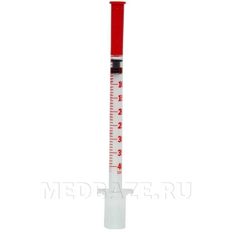 Шприц инъекционный, 3-х комп., одноразовый, 1 мл, 0.33*12.7 мм, 29G, красный, U40, BD Micro Fine Plus, 100 шт/уп