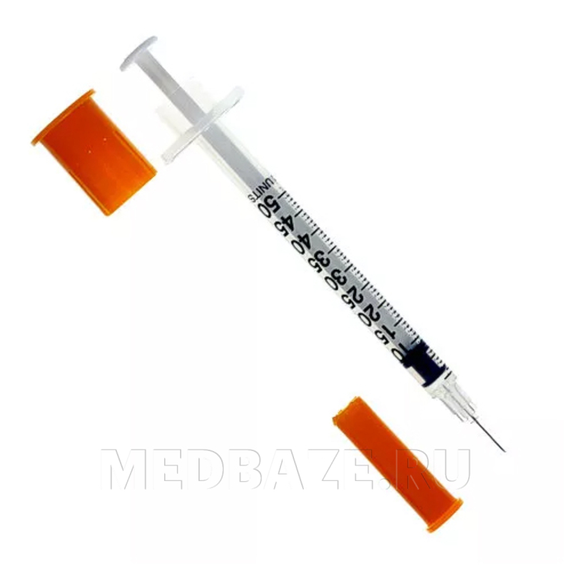 Шприц инъекционный инсулиновый, 3-х комп. одноразовый 0.5 мл 30G 0.30*8 мм U100, с интегрированной иглой, SFM, 100 шт/уп