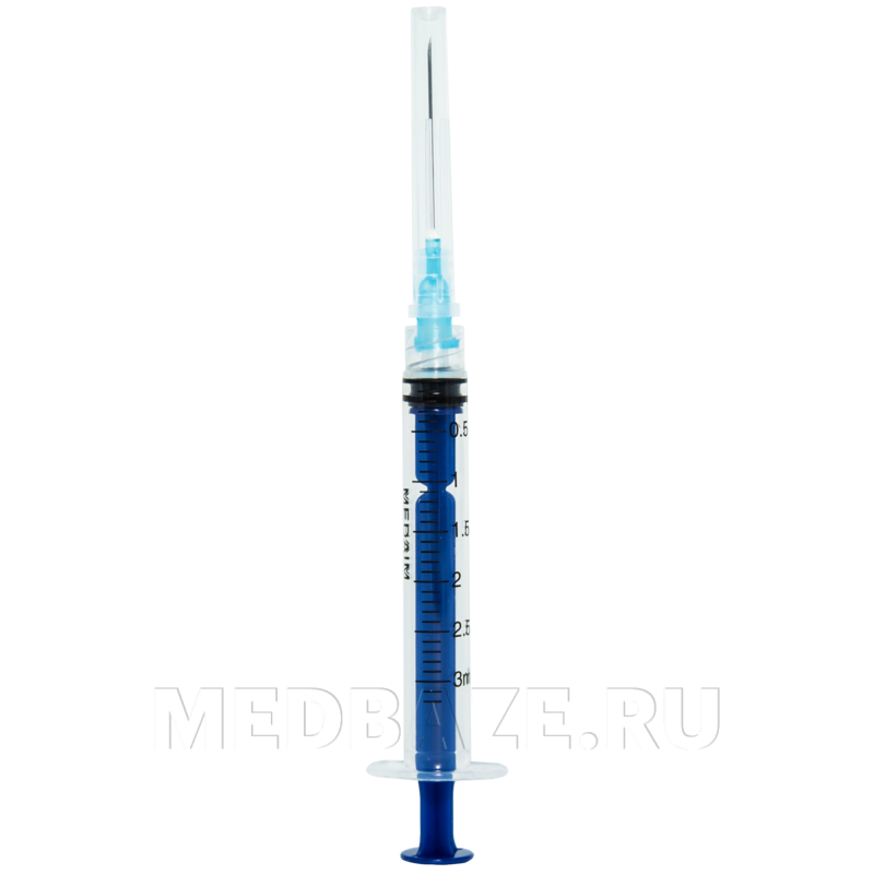 Шприц инъекционный, 3-х комп., одноразовый, 3 мл, 0.63*32 мм, MedAim, 100 шт/уп