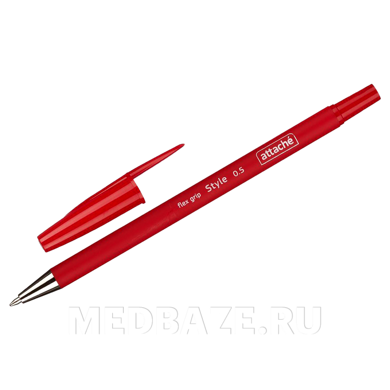 Ручка шариковая Attache Style 0.5 мм, прорезиненный корпус, красная (148057)