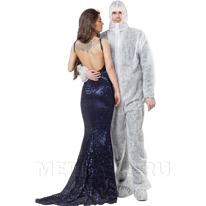 Комбинезон Каспер, одноразовый, пл. 40 г/м2, р-р XL, белый, (40XL/РБ), Медбонд, 2 шт/уп