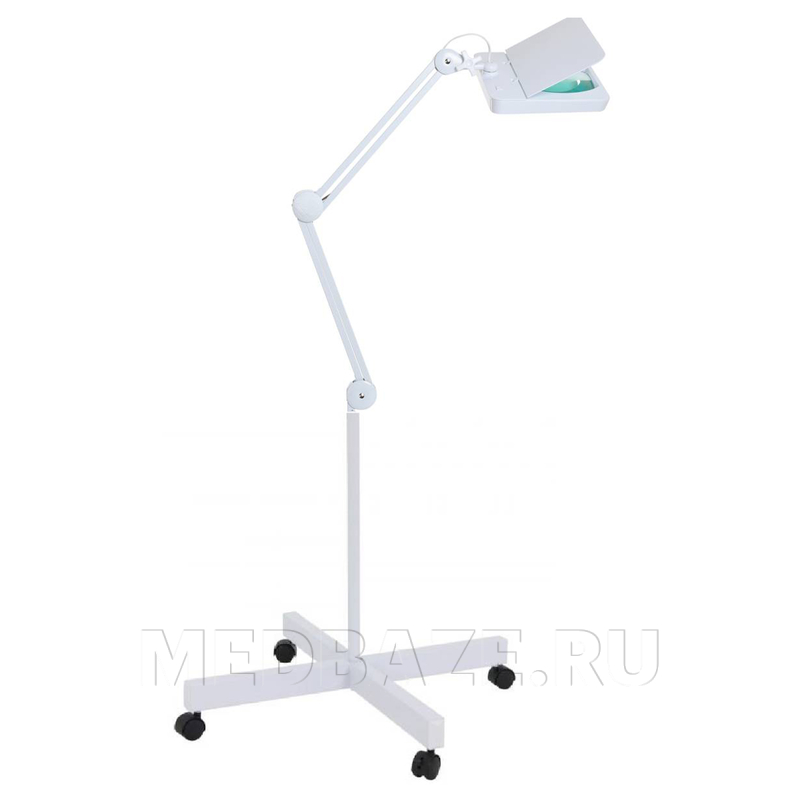 Лампа-лупа бестеневая Med-Mos 9002LED-FS (9002LED-D-Ш4) с настольным креплением и напольным кронштейном