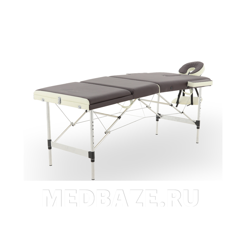 Стол массажный складной Med-Mos JFAL01A 3-х секционный, алюминиевая рама, коричневый