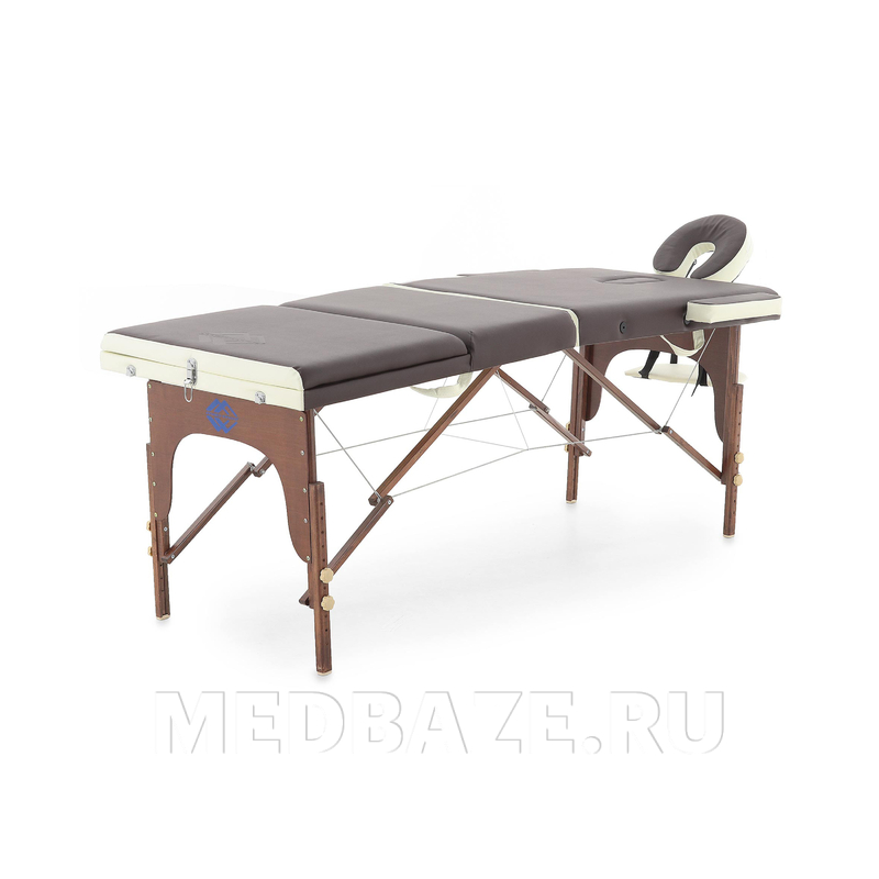 Стол массажный складной Med-Mos JF-AY01 3-х секционный, деревянная
рама, коричневый-кремовый