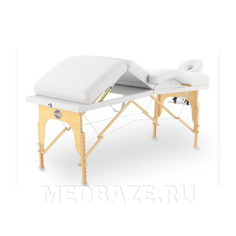 Стол массажный складной Med-Mos JF-Tapered 4-х секционный, деревянная рама, белый