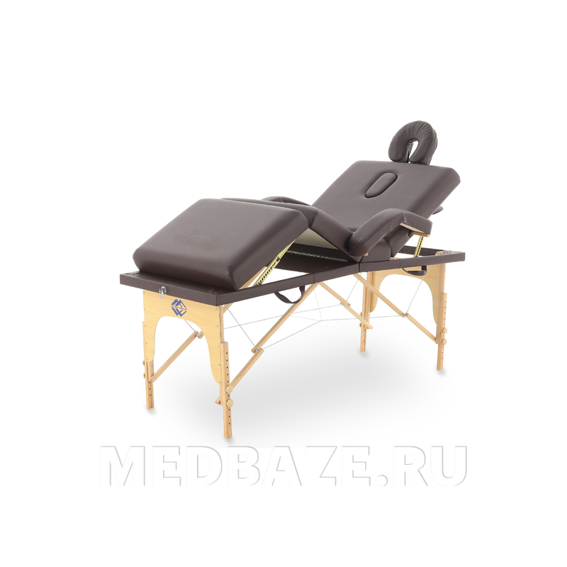 Стол массажный складной Med-Mos JF-Tapered 4-х секционный, деревянная рама, коричневый