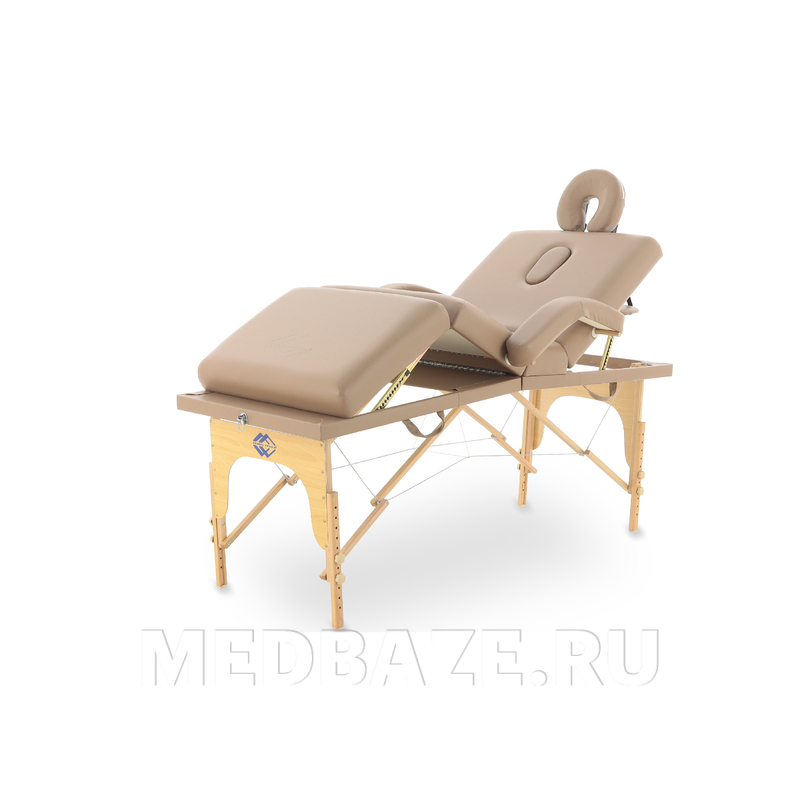 Стол массажный складной Med-Mos JF-Tapered 4-х секционный, деревянная рама, кофе с молоком