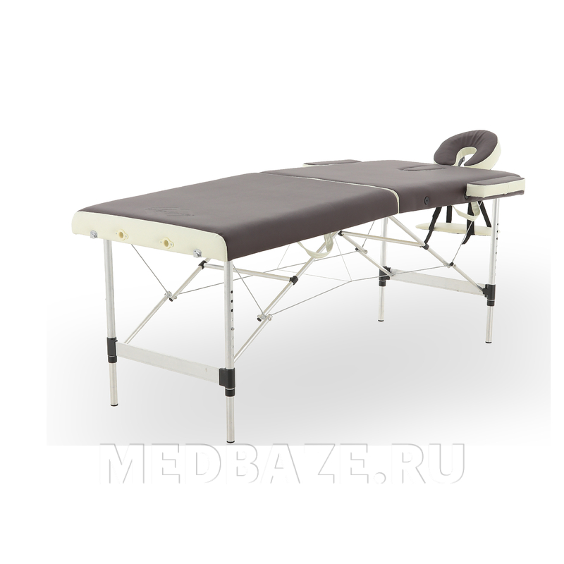 Стол массажный складной Med-Mos JFAL01A 2-х секционный, алюминиевая
рама, коричневый-кремовый