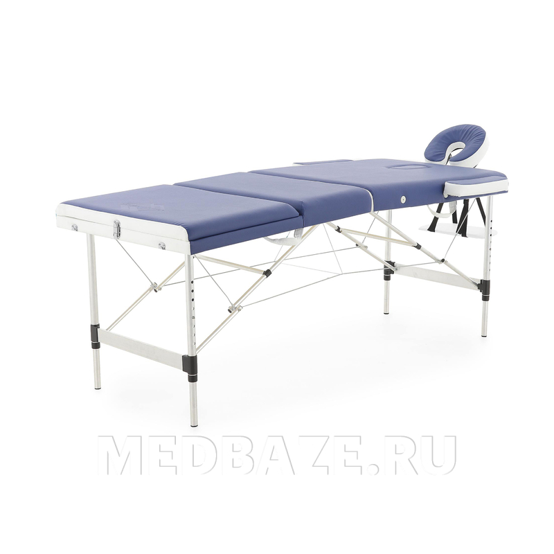 Стол массажный складной Med-Mos JFAL01A 3-х секционный, алюминиевая рама, синий
