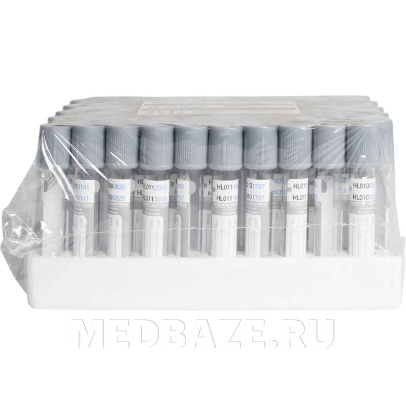 Пробирка вакуумная фторид/оксалат 4 мл, 13*75 мм (130041375), Lab-Vac, 100 шт/уп