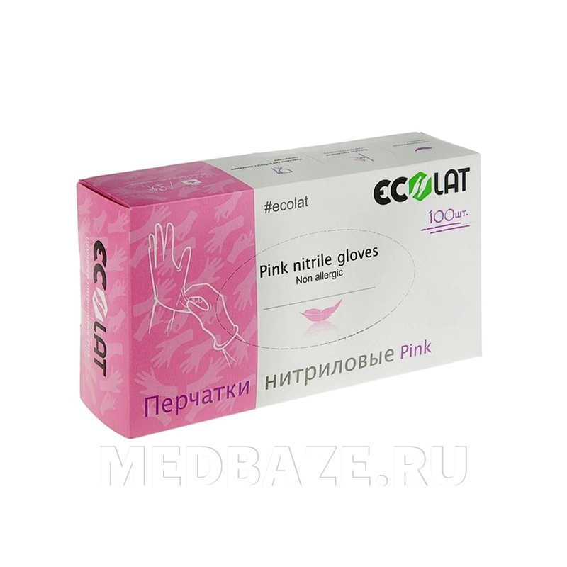 Перчатки нитриловые Ecolat, размер XS, розовые (CH3435/XS), Жонхон Пулин Медикал, 25 пар (50 шт)/уп