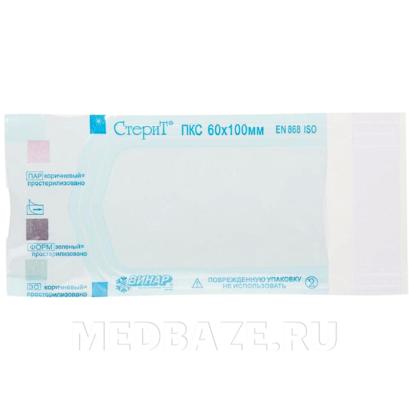 Пакет для стерилизации самоклеющийся (пленка) 60*100 мм, СтериТ, 100 шт/уп