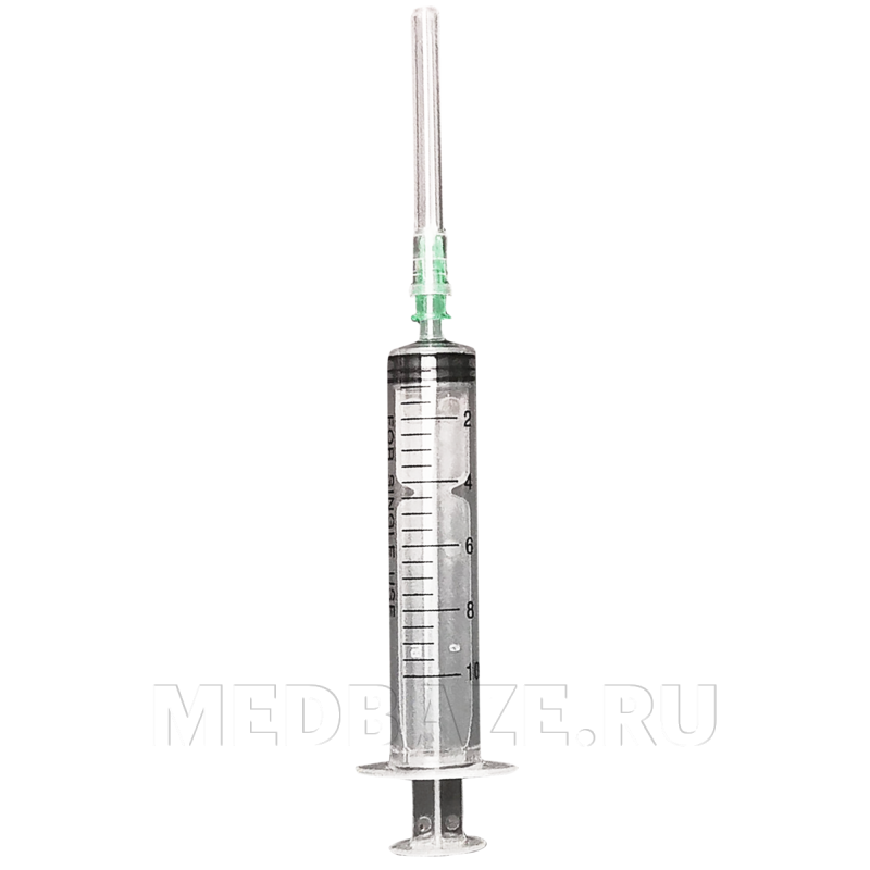 Шприц инъекционный 3-х комп. одноразовый 10 мл 21G 0.80*38 мм, Protos, 60 шт/уп