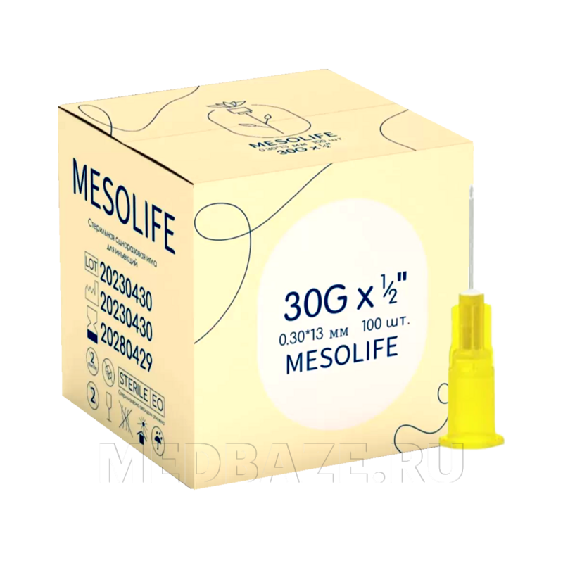 Игла Mesolife 30G 0.30*13 мм, 100 шт/уп