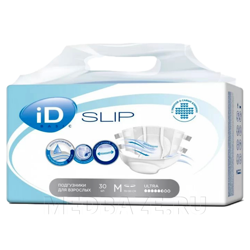 Подгузники для взрослых iD Slip Basic Ультра, размер M, Ontex, 30 шт/уп