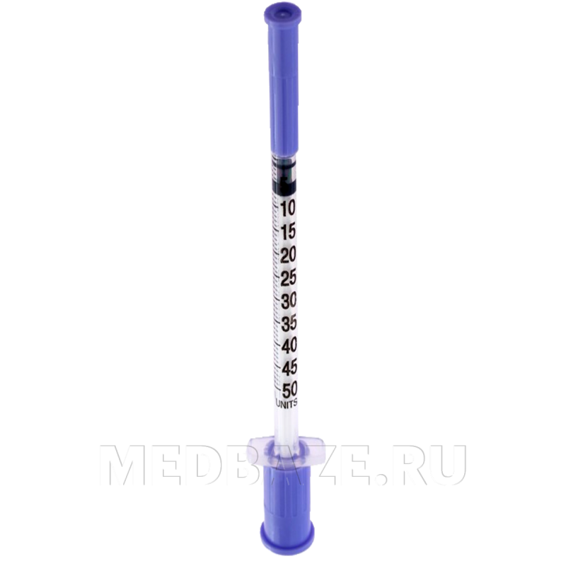 Шприц инъекционный инсулиновый 3-х комп. одноразовый 0.5 мл 31G 0.26*8 мм, Бо, 100 шт/уп
