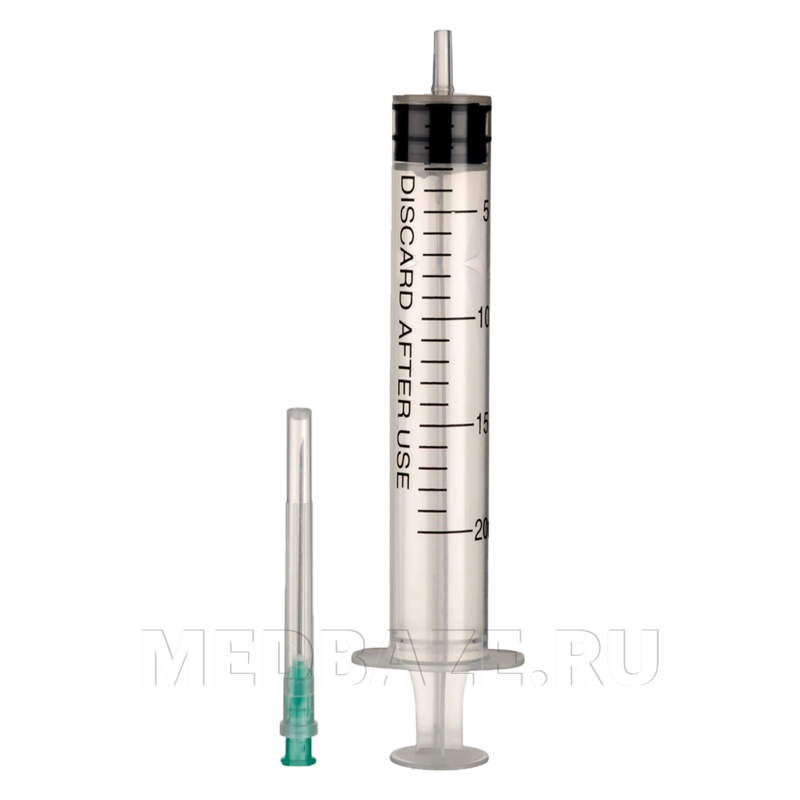 Шприц инъекционный 3-х комп. одноразовый 20 мл 21G 0.80*40 мм, Inekta, 50 шт/уп