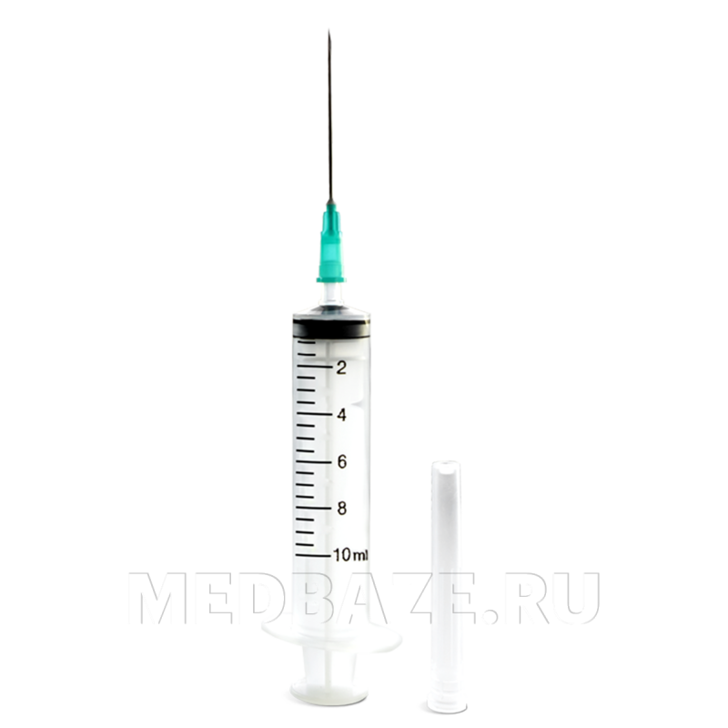 Шприц инъекционный 3-х комп. одноразовый Бинови 10 мл 21G 0.80*38 мм, с иглой (BSYR1021G-1), Хуайань Сити Хэнчунь, 60 шт/уп