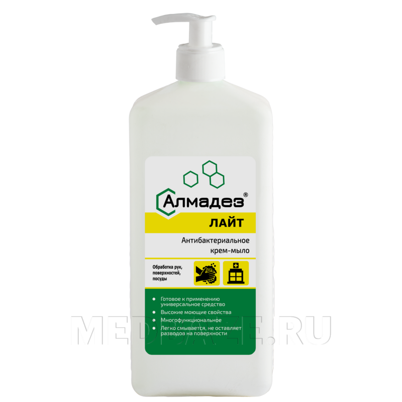 Алмадез-лайт, антибактериальное крем-мыло, дозатор-насос, 1 л