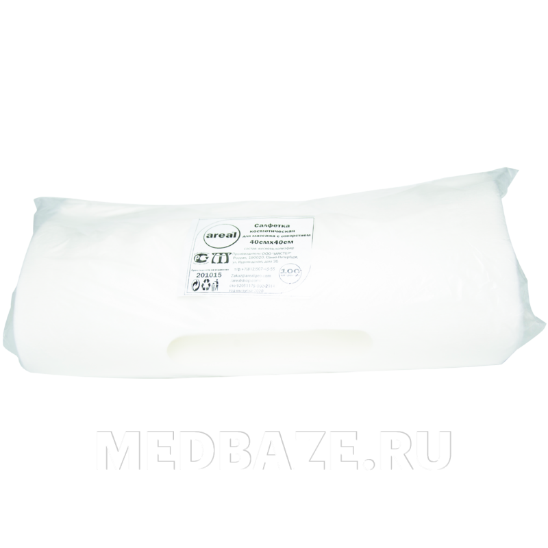 СПС салфетки в пачке, с отверстием, для массажа, 40*40 см, (201015), Areal, 100 шт/уп