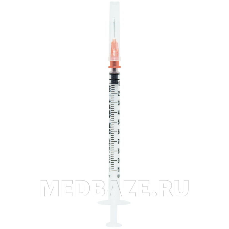 Шприц инъекционный инсулиновый, 3-х комп. одноразовый 1 мл 29G 0.33*12.7 мм U100 (870532), KD-Ject, 100 шт/уп