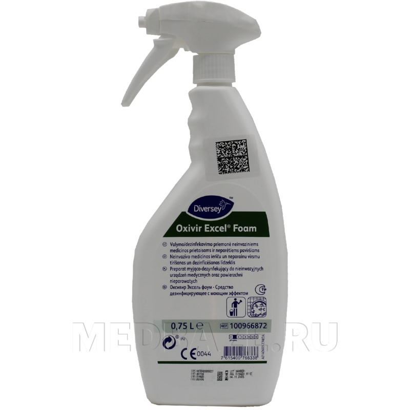 Oxivir Excel Foam на основе перекиси водорода 0.75 л готовый раствор, курок (100966872), Diversey