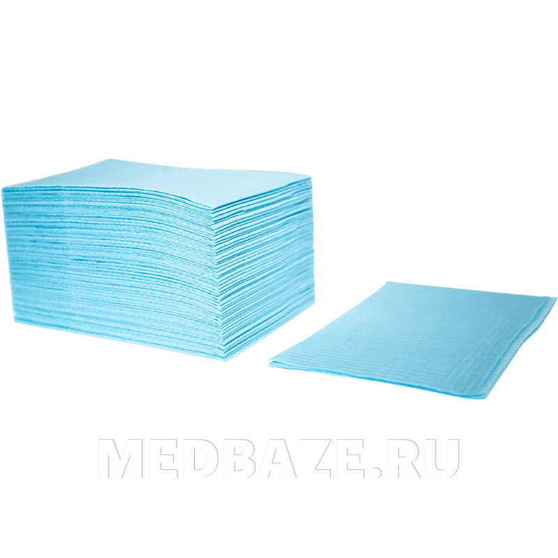 Нагрудники стоматологические ламинированные, 45*33 см, голубой, Кристидент, 500 шт/уп
