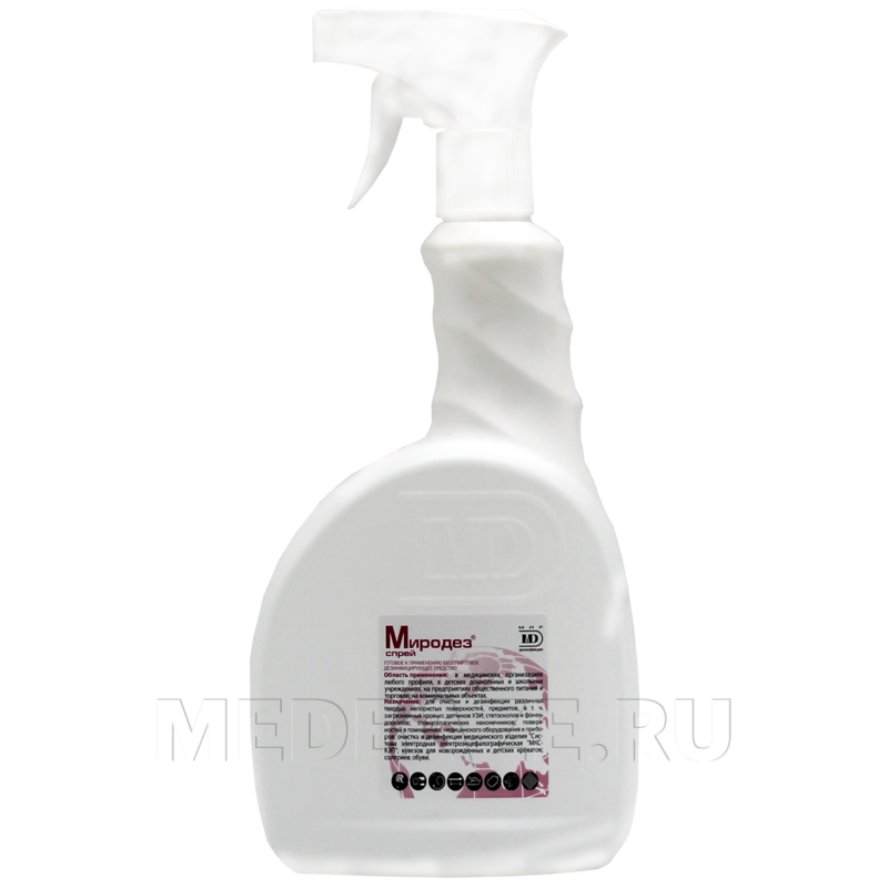 Миродез 750 мл, спрей, бесспиртовой, готовый раствор, с распылителем, Мир дезинфекции