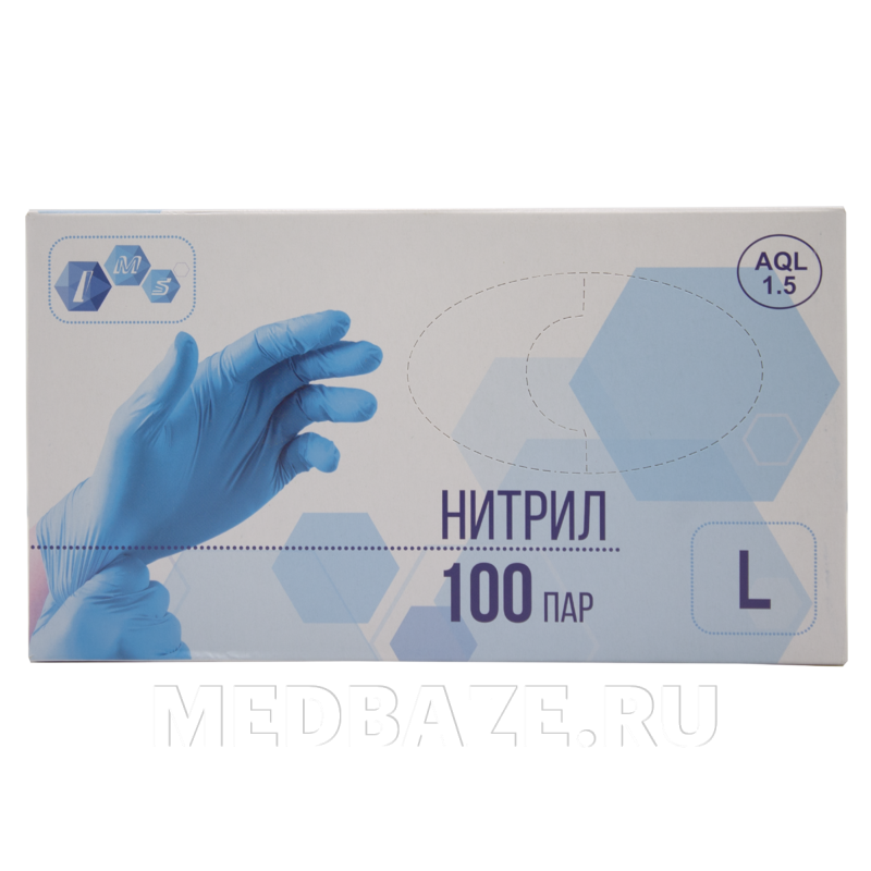 Перчатки нитриловые IMS, размер L, голубые, 100 пар/уп
