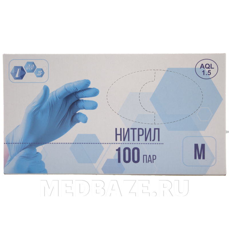 Перчатки нитриловые IMS, размер M, голубые, 100 пар/уп