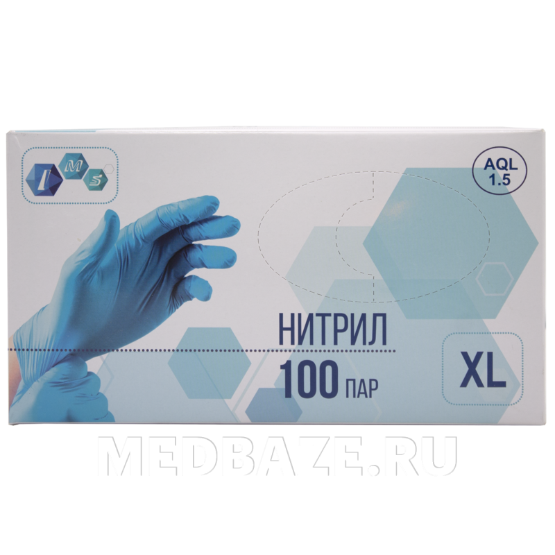 Перчатки нитриловые IMS, размер XL, голубые, 100 пар/уп