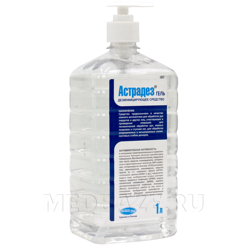 Астрадез гель 1 л, антисептик, с дозатором, Гигиена-Мед