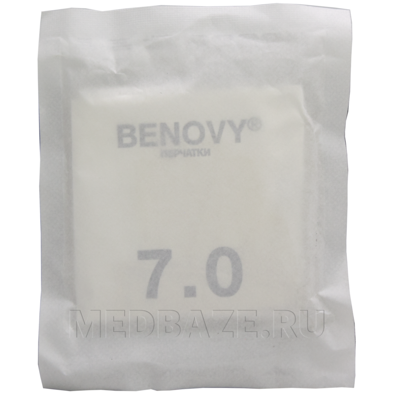 Перчатки хирургические латексные Benovy, размер 7.0, текстурированные (B129K3), 50 пар/уп