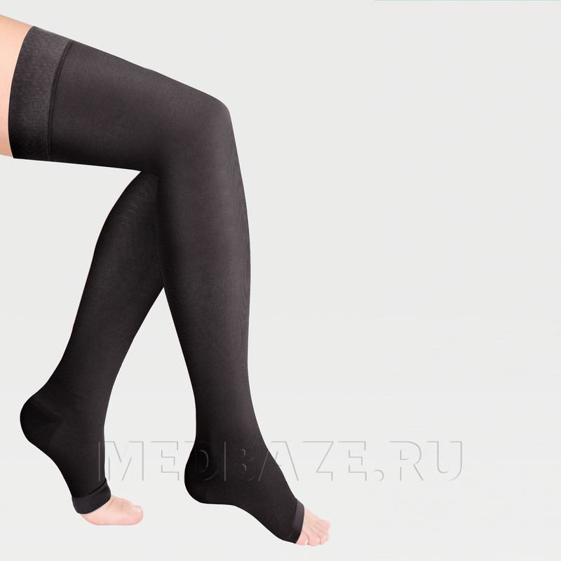 Чулки с простой резинкой на силиконовой основе с открытым носком Idealista ID-310, 1 класс компрессии, Экотен