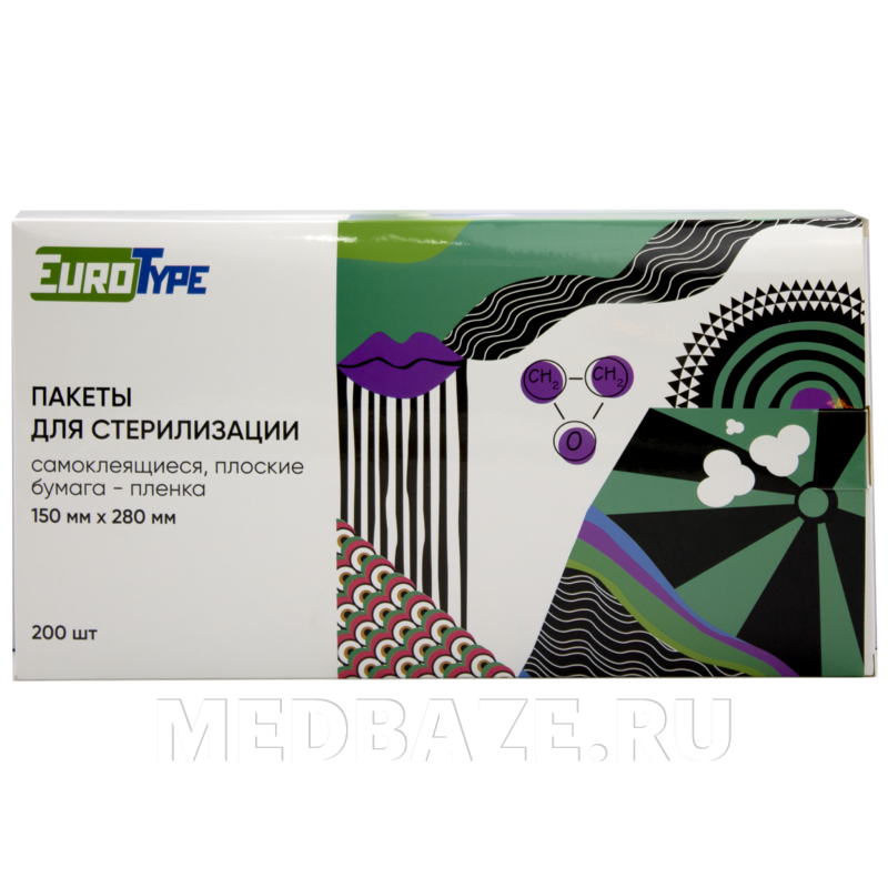 Пакет для стерилизации самоклеющийся (пленка) 150*280 мм, EuroType, 200 шт/уп