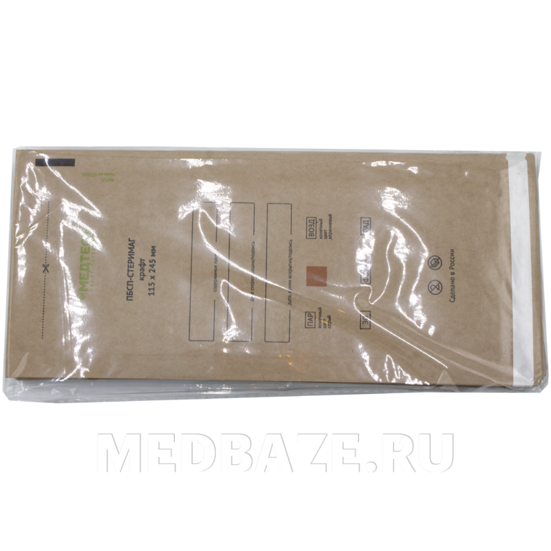 Пакет для стерилизации самоклеющийся (крафт) 115*245 мм ПБСП, МедТест, 100 шт/уп