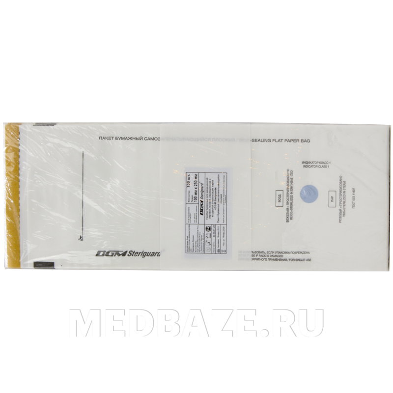Пакет для стерилизации самоклеющийся белый 100*250 мм, DGM, 100 шт/уп