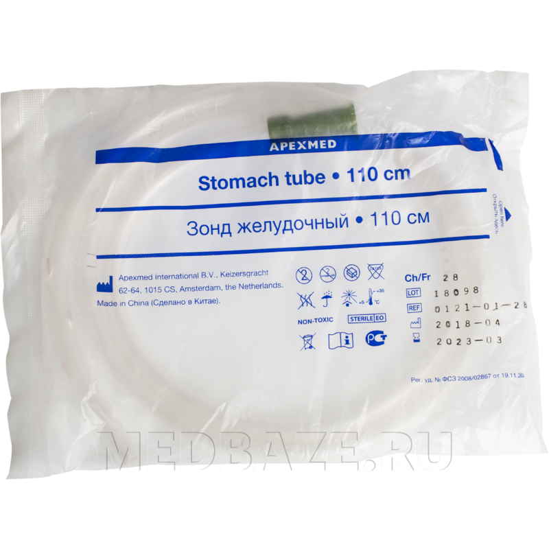Зонд желудочный СН-28, 110 см, Apexmed