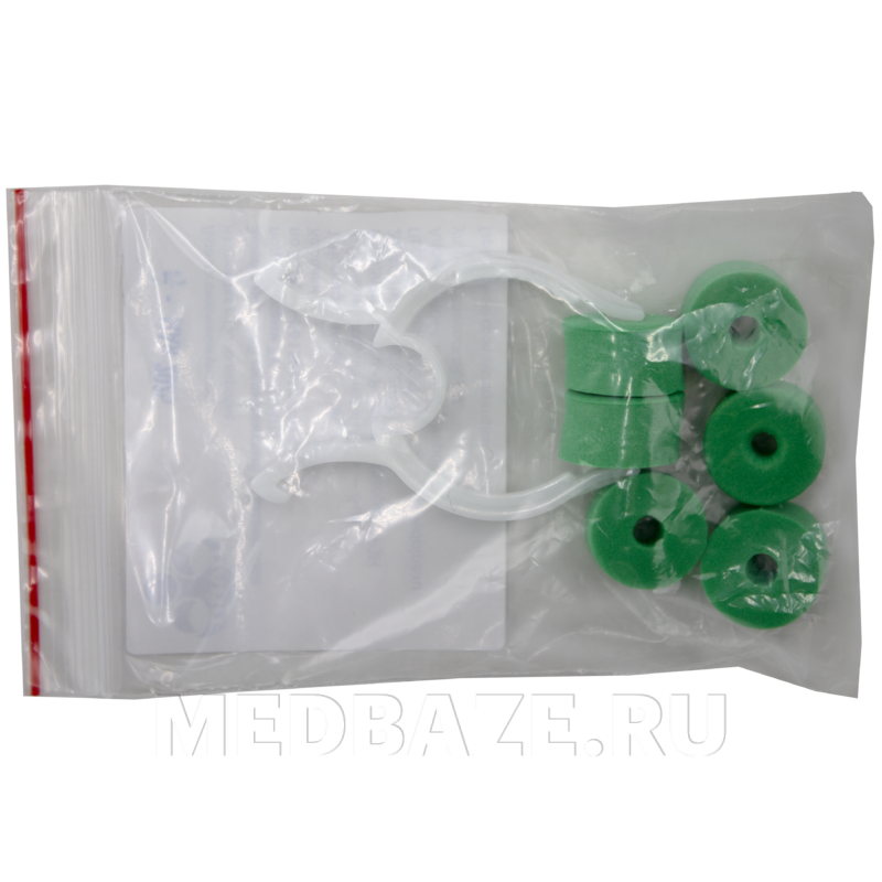 Зажим носовой для спирометрии, со сменными подушечками ЗН-Пайп (6 подушечек), зеленый