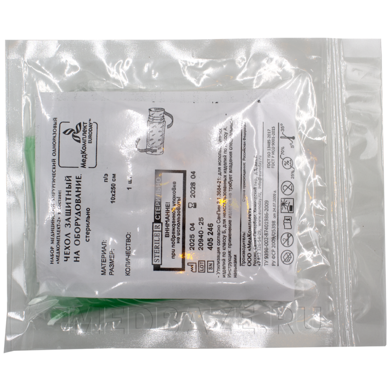 Чехол защитный на оборудование, стерильный, 10*250 см, (405246), EuroDay