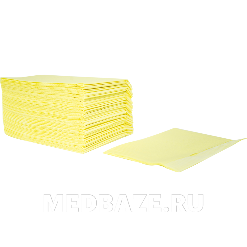 Нагрудники стоматологические ламинированные, 45*33 см, желтый, Euronda Monoart, 500 шт/уп