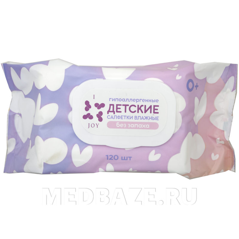 Салфетки влажные детские Joy, без запаха, 120 шт/уп